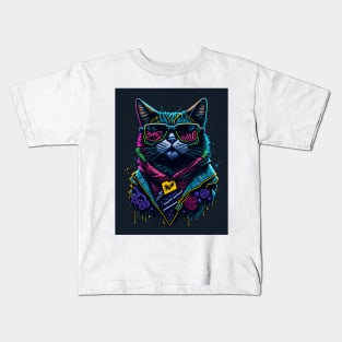 Graffiti Cat in Action Kids T-Shirt